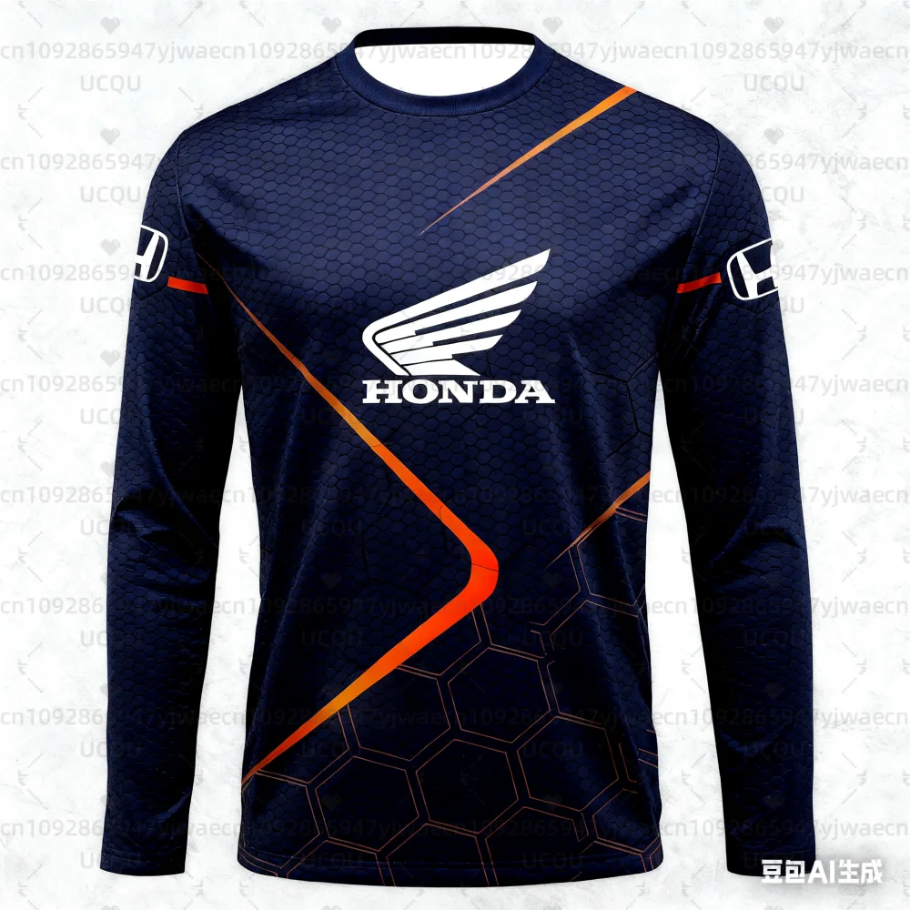 هوندا بدلة سباق الرجال النساء دراجة نارية على الطرق الوعرة المتضخم تنفس التجفيف السريع جيرسي س الرقبة المألوف قميص رياضي غير رسمي #5