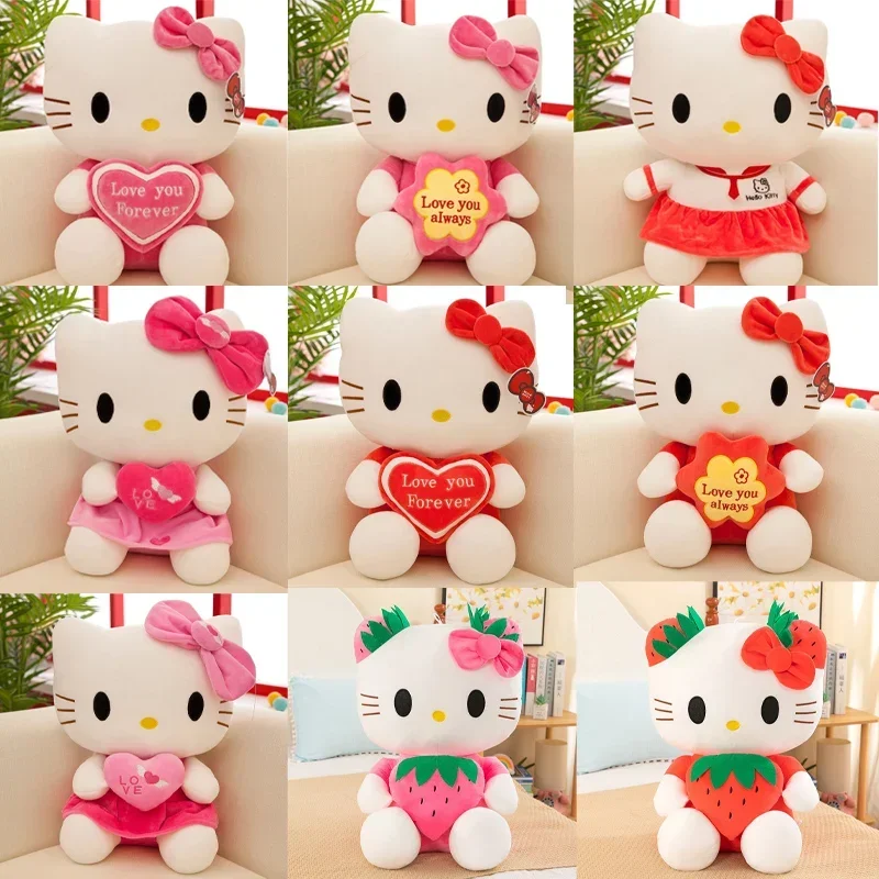 25cm Hello Kitty juguetes de peluche Sanrio lindo película KT gato muñecas suave relleno Hello Kitty regalos de cumpleaños para niños juguetes de animales
