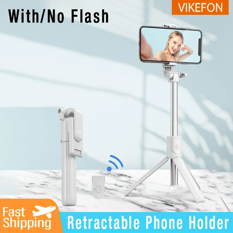 Retractable Handheld Head Selfie Stick 70CM Universal Mobile Phone Stand with Unlimited Remote Control Fill Light For All Phones