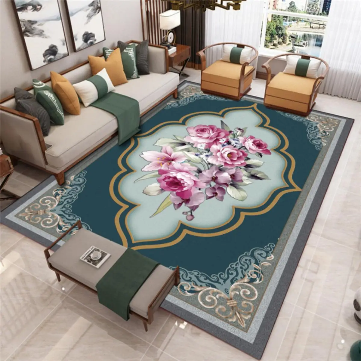 Chinese Style Living Room Coffee Table Carpet Classical Ancient Style Tea room Study Room Rugs Living Room Bedroom Floor Mats