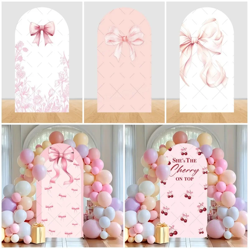 

Фон для фотосессии в форме арки с розовым бантом для девочки, для дня рождения, вечеринки в честь рождения ребенка, декор для фотосъемки