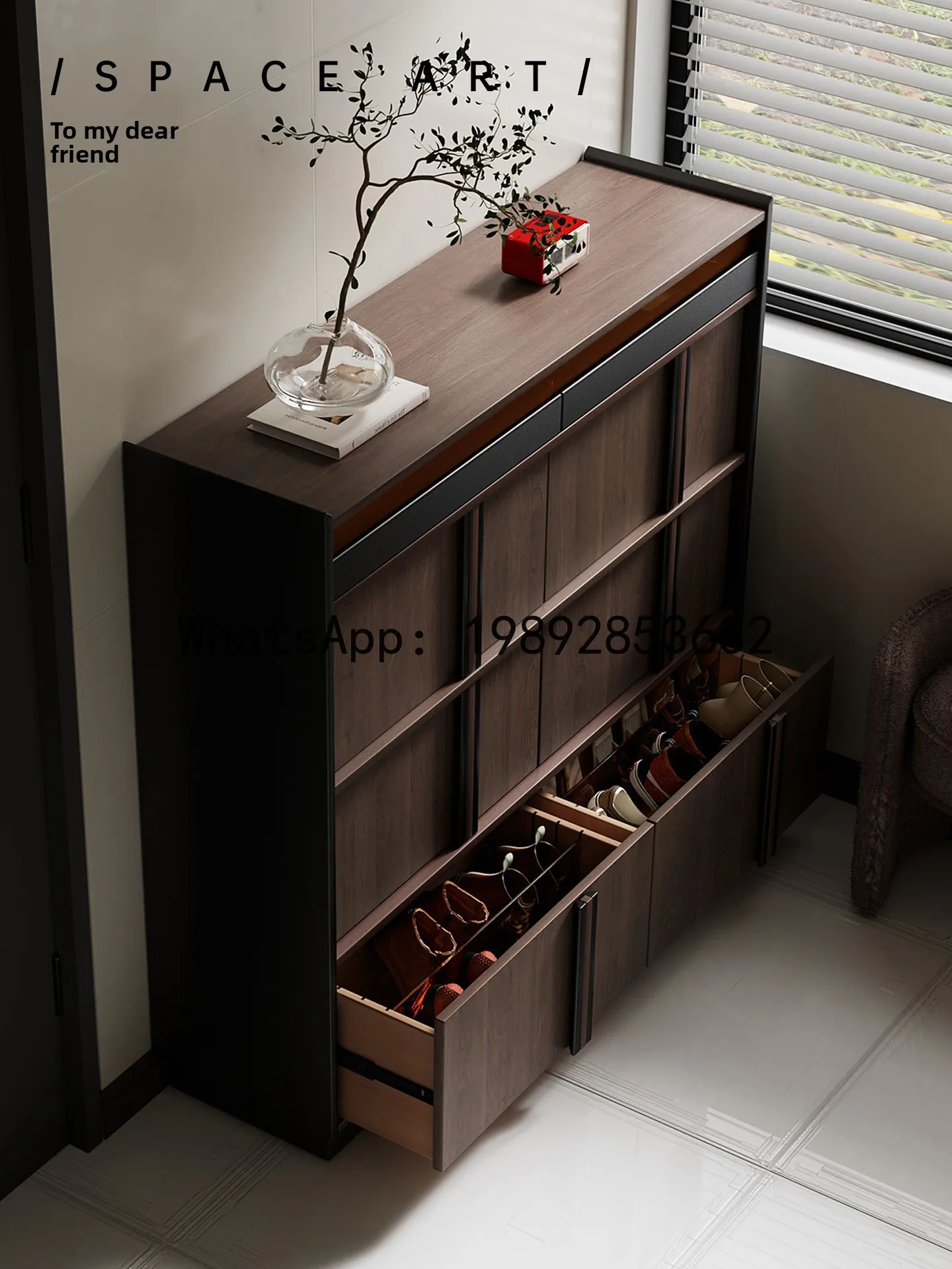 YFY Vintage Style Solid Wood Shoe  Entryway Cabinet Integrated Wall-Mounted  Boxwood Shoe Cabinet Doorway Home Use New Model