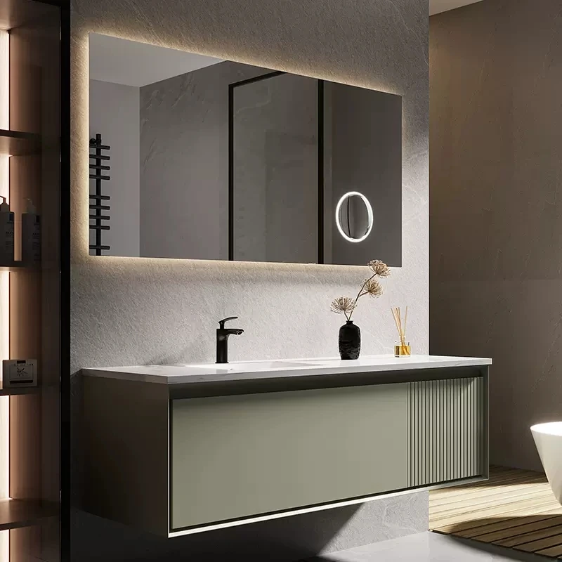 

Oak Washstand Master Design Square Green Bathroom Cabinet Combination Rock Slab Table Upper And Lower Integrated Basin
