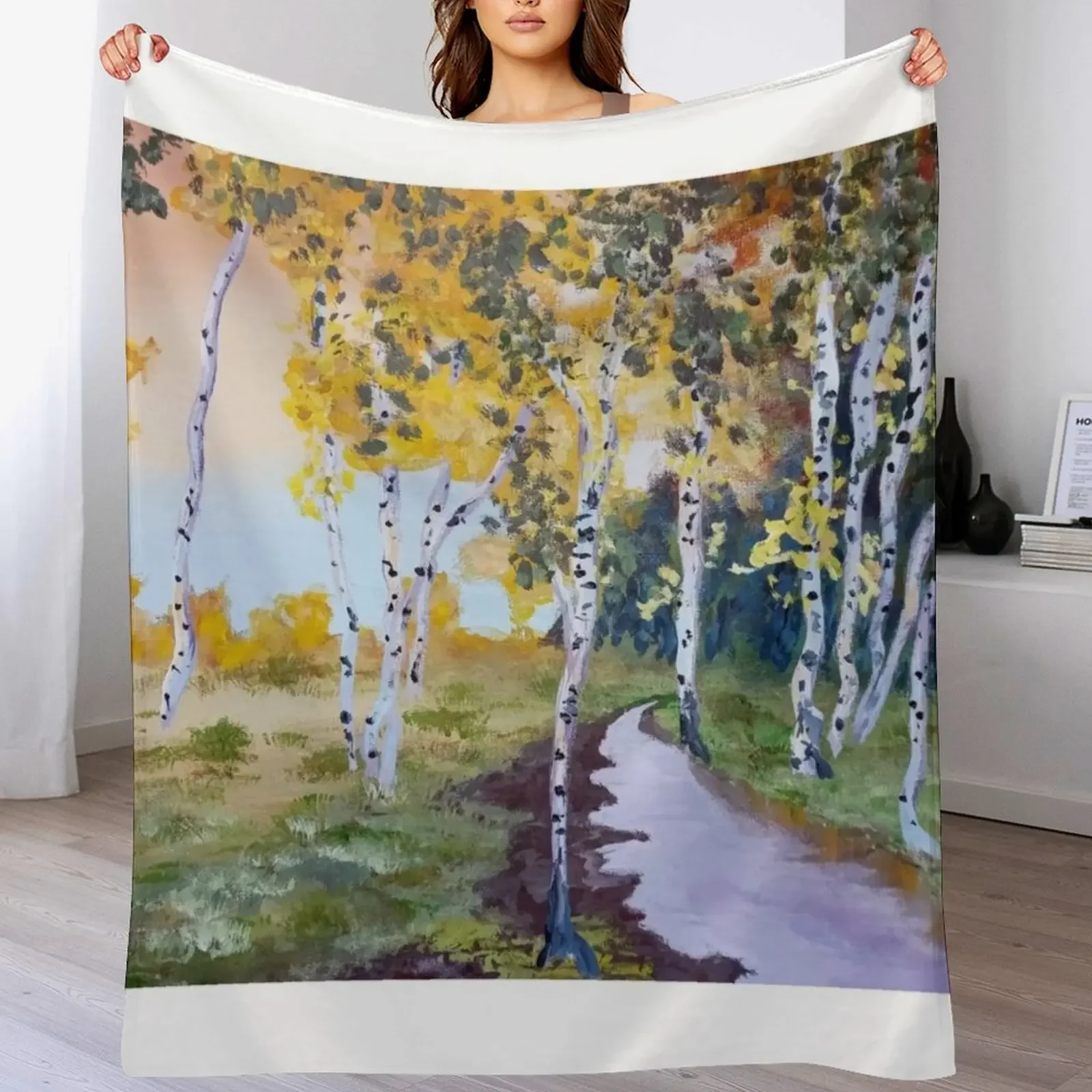 The Birch Grove Throw Blanket for winter Tourist Camping Hair Blankets