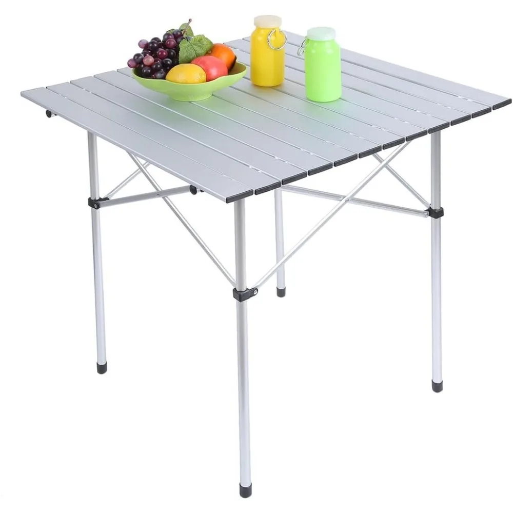 

Portable Outdoor Folding Table, Aluminum Camping Table Desk with Bag (Silver)