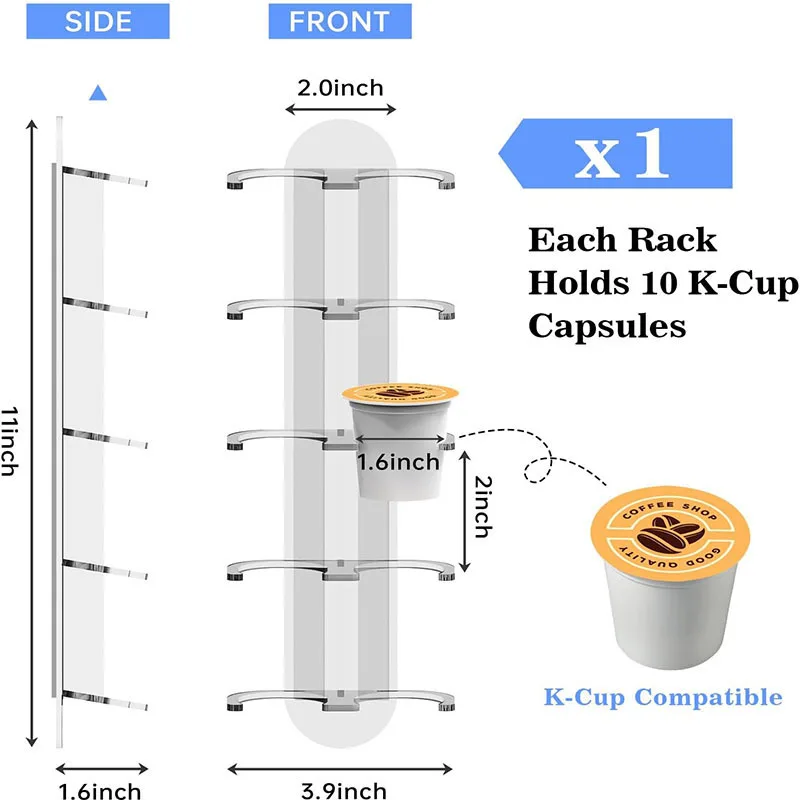 Acrylic Coffee Pod Capsule Holder for K-Cup Pods Convenient for Coffee Machines Space-Saving for Small Countertops