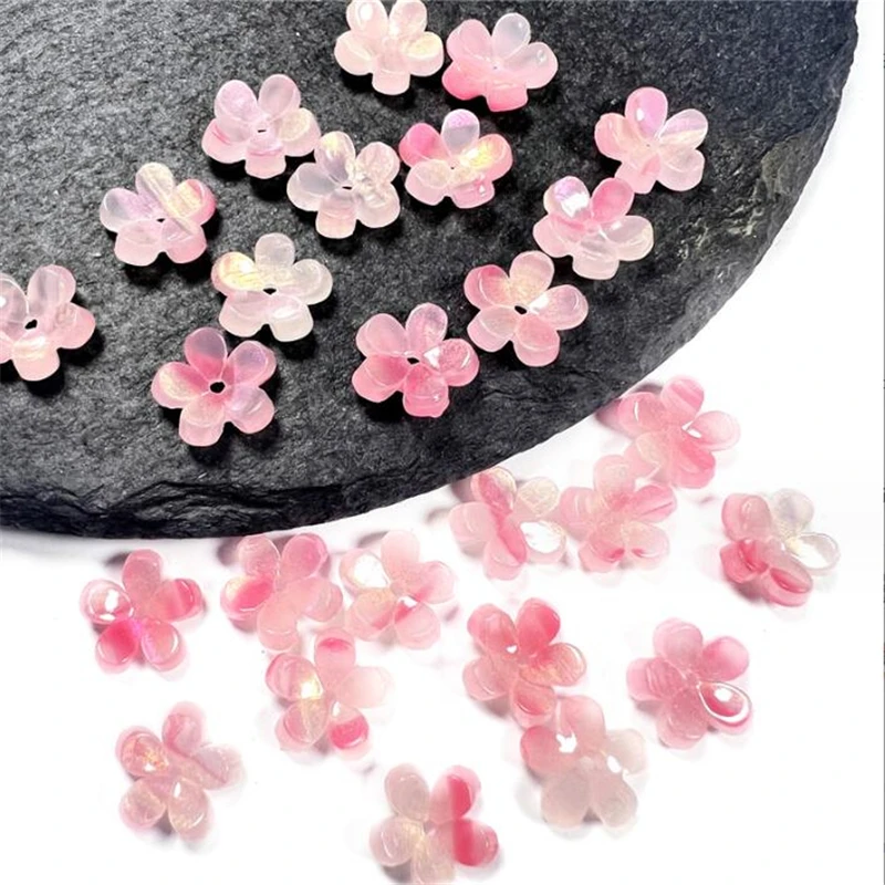 20Pcs/Lot New Torus Acetic Acid 10MM Round Flower Beads Petals Charm Connectors Diy Earrings Jewelry Making Resin Acessories