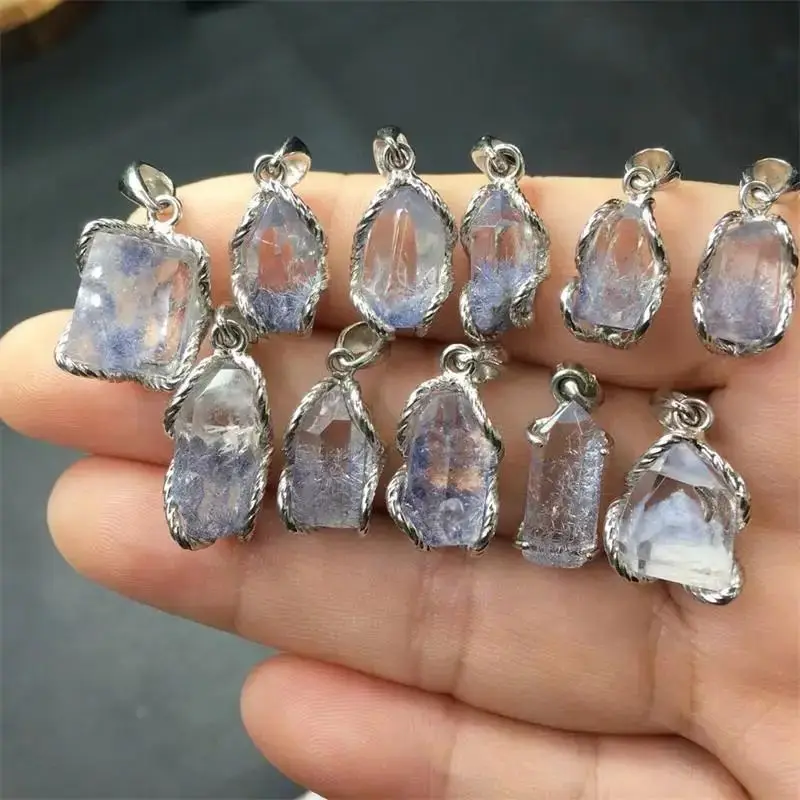 S925 Natural Freeform Dumortierite Pendant DIY Necklace Bracelet Children Healing Fengshui Jewelry Gift 1PCS