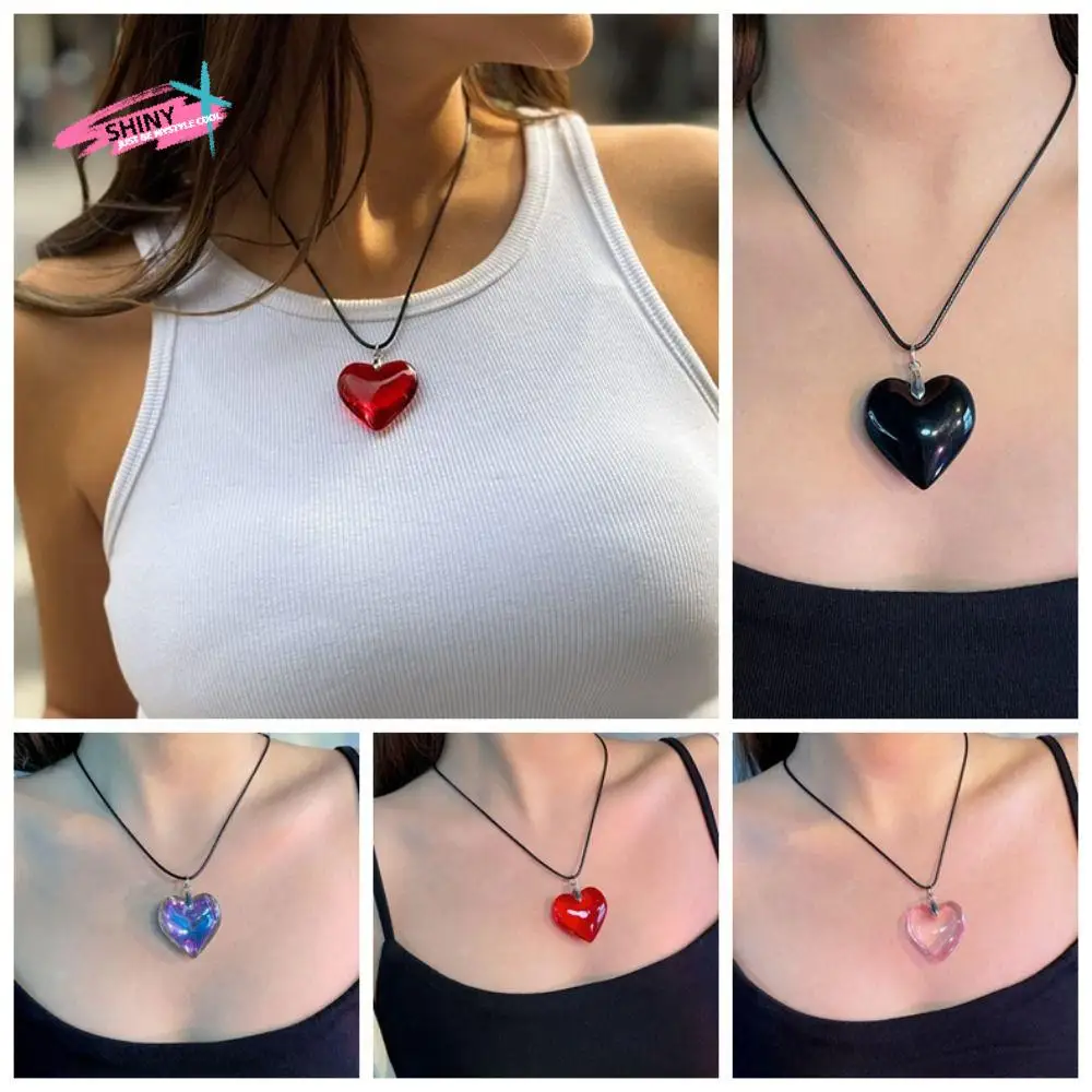 

Punk Heart Crystal Necklace Vintage Gothic Red Heart Pendant Rope Chain Lover Choker Heart Necklaces Choker Jewelry Accessories