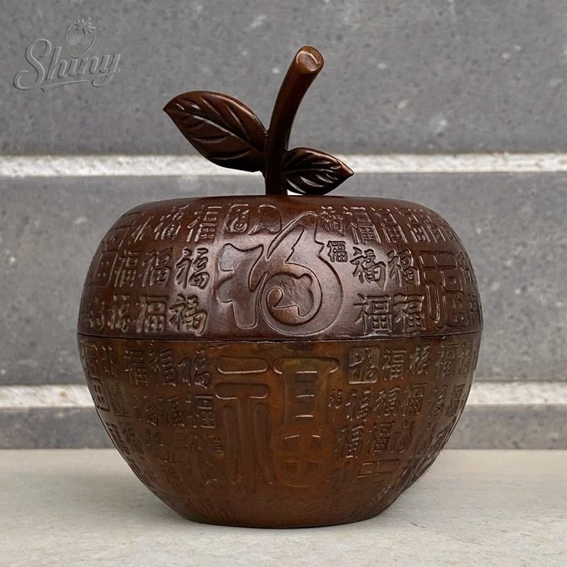 

Антикварная медь, сто благословений, персонаж, курильница, резьба, статуя в форме яблока, декоративная деталь для дома и прихожей