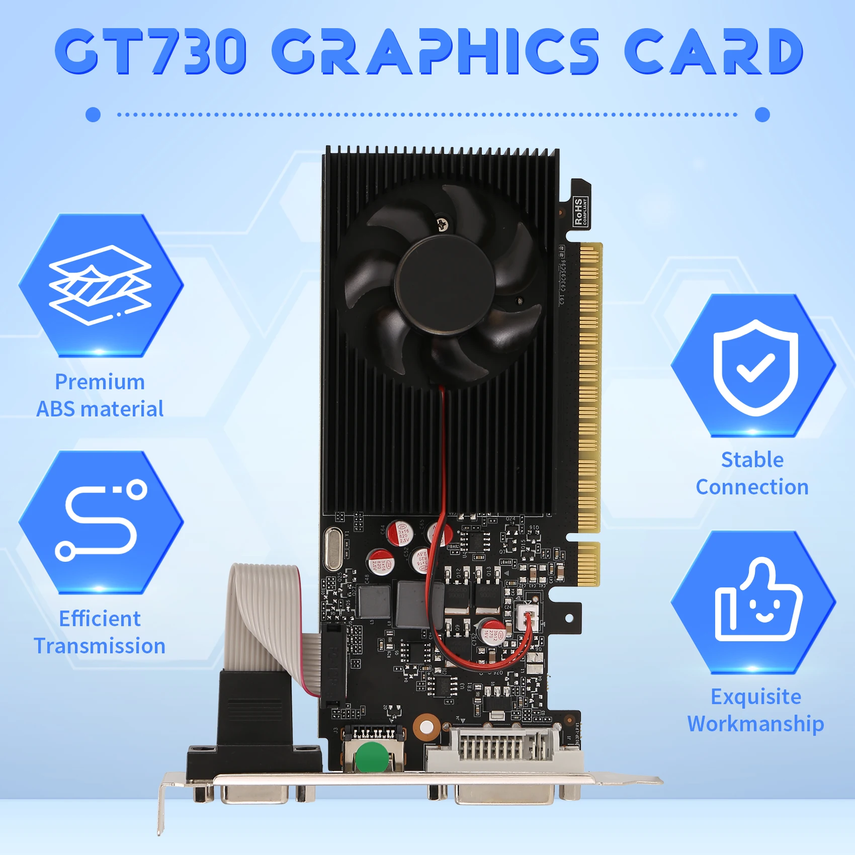 Tarjeta gráfica GT730 para oficina y hogar, 4GB, DDR3, 128 bits, Compatible con puerto VGA DVI