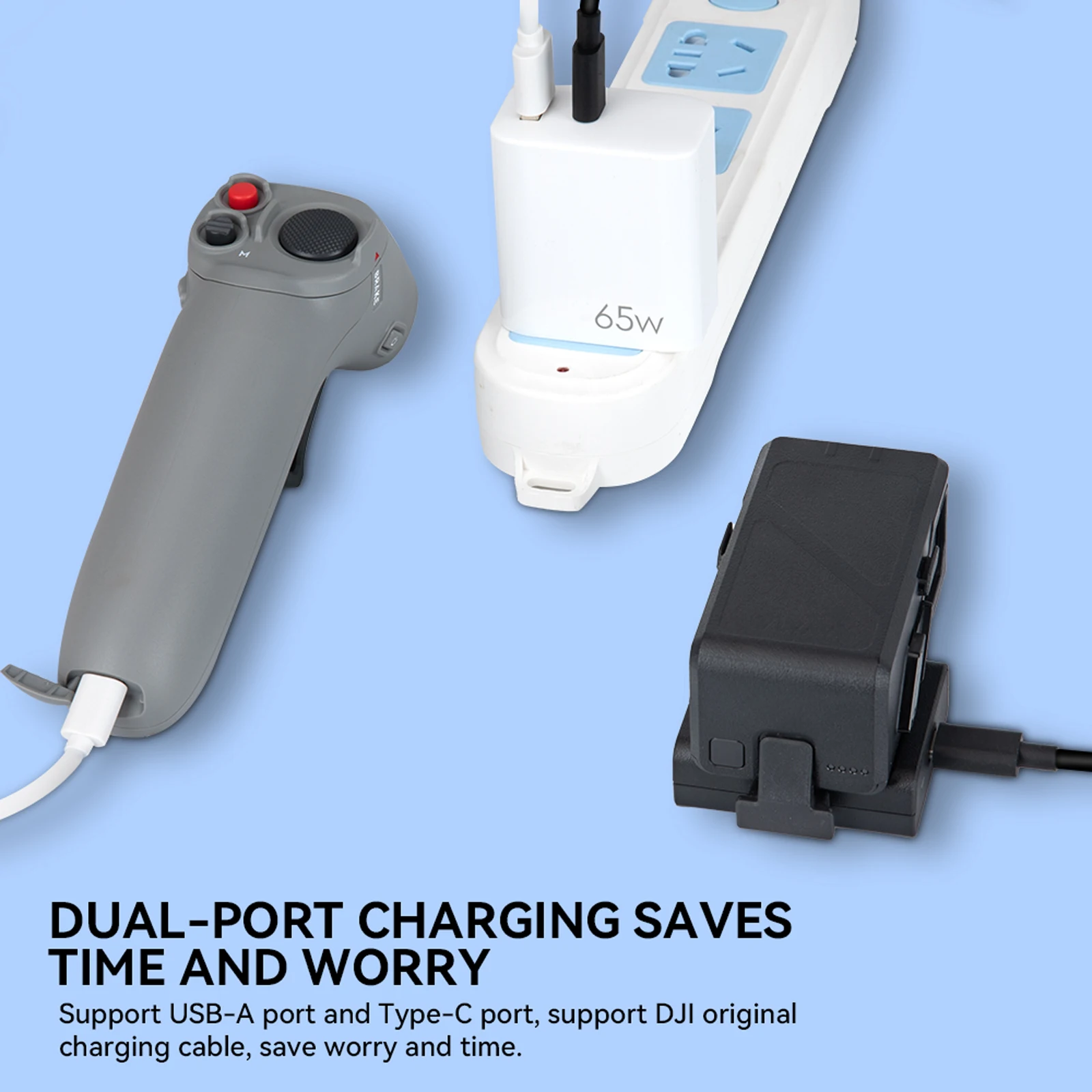 สำหรับ DJI Avata 65W Dual ช่องเสียบชาร์จสำหรับ DJI Mavic 3คลาสสิก Drone อุปกรณ์เสริม Fast Charge Gallium Nitride Charger QC3.0