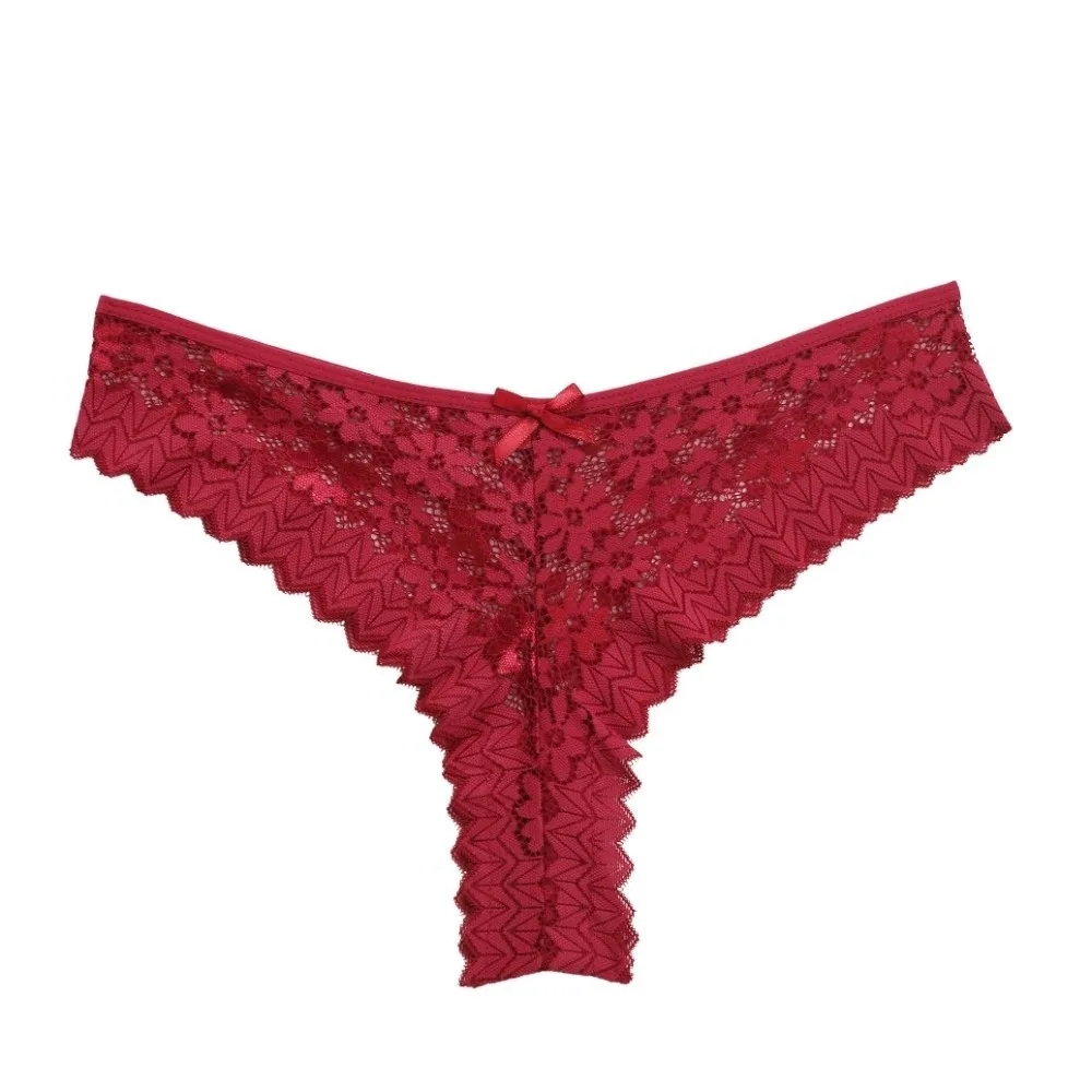 Cotton Crotch Women Briefs Low Waist Sweat-absorbent Lace Panty Shorts Sheer Simple Floral Embroidery Pants Daily Wear