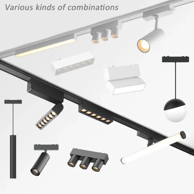 Magnetic Led Track Lights 6mm Ultra Thin 48V Surface Mount Ceiling Light System Black Magnet Rail Lamp Spotlight for Living Room