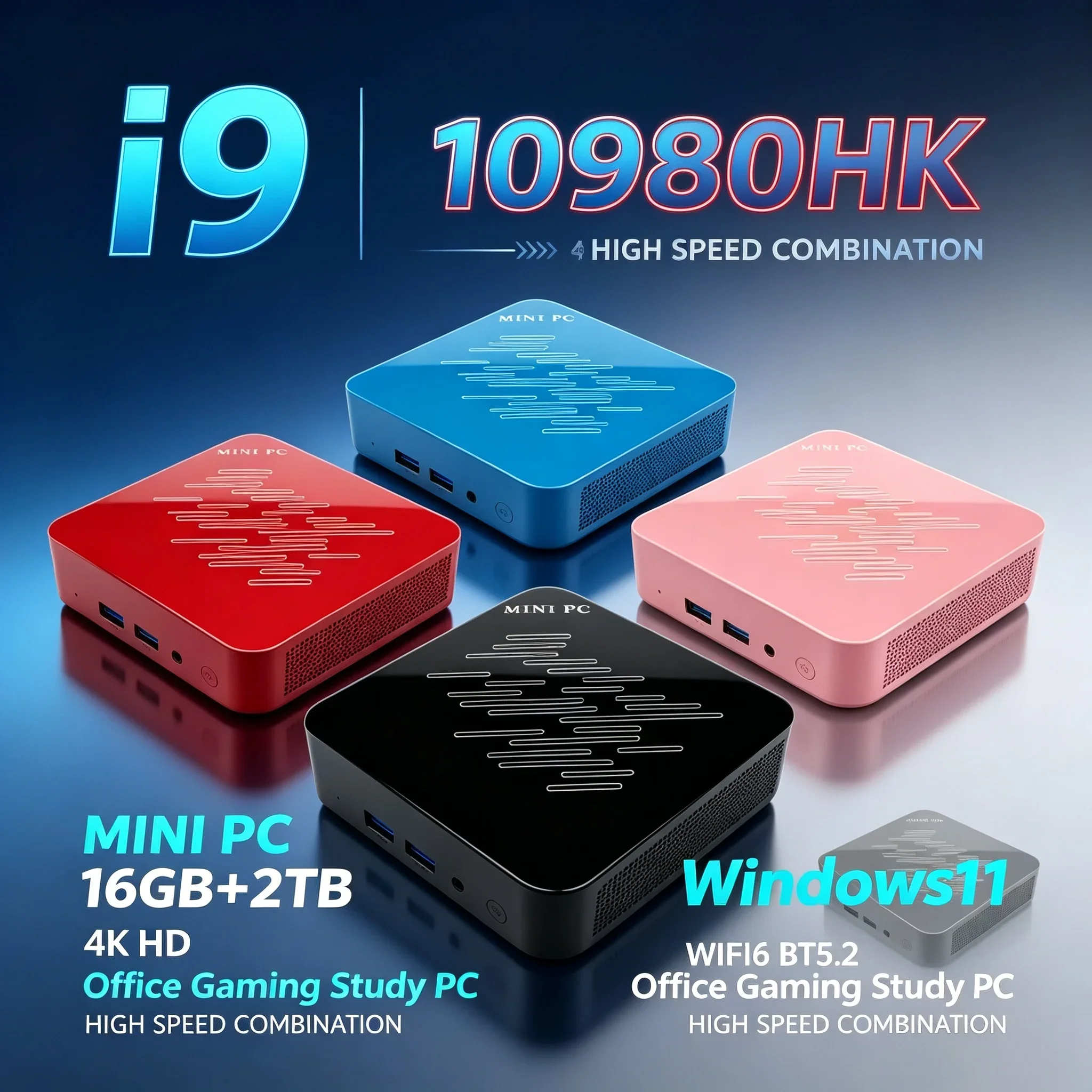 Intel I9-10980HK Intel Mini PC Host 16GB RAM 1TB 2TB SSD 4K WiFi6 Efficient Cooling Compact Mini Desktop For Office Family Work