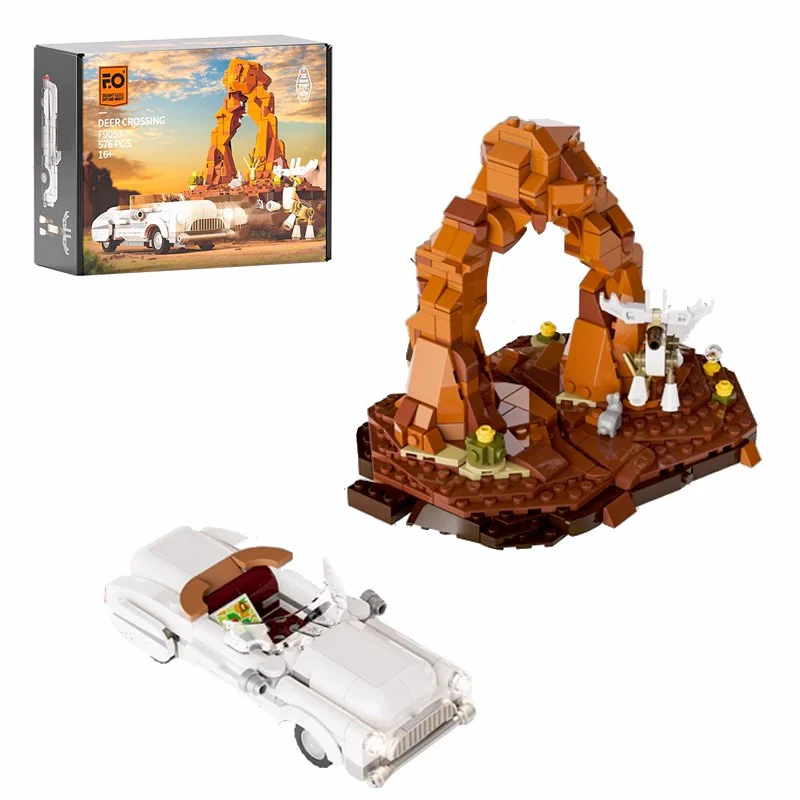 Tenda furgone Viaggio su strada Set di edifici Street View, città con figure Modello di edifici modulari Blocchi Regalo per adulti Bambini 576 pezzi