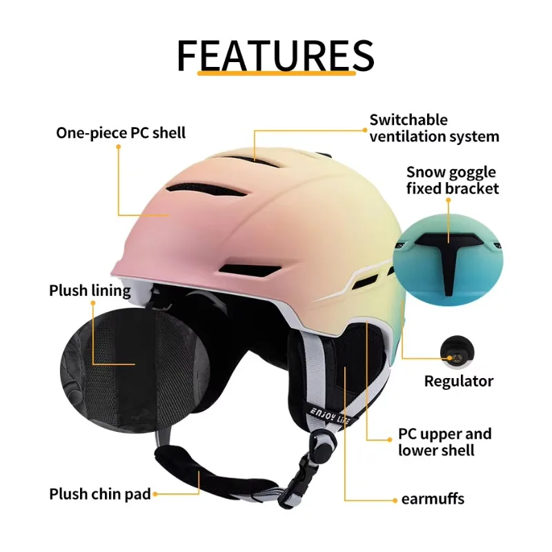 New design faded color custom logo ski helmet high quality winter ski helmet snowboard custom ski helmet