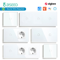 BSEED Zigbee 1/2/3Gang Touch Smart Switches With Normal EU Wall Socket Tuya Smart Life Alexa App Control No Neutral Version