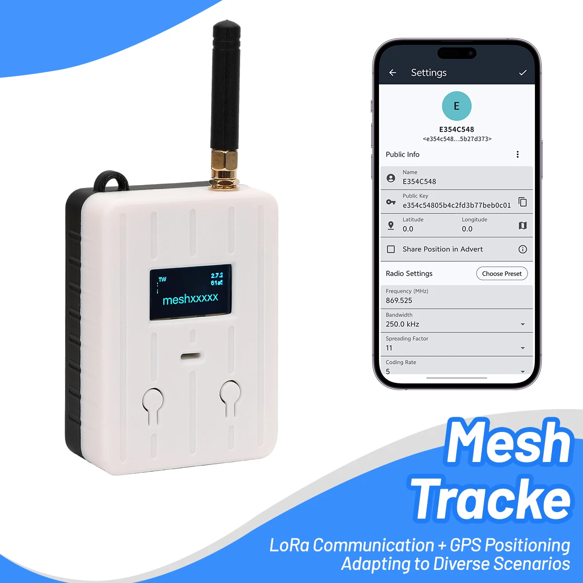 

Mesh LoRa Node Tracker LT1 LoRa SX1262 NRF52840 GPS LoRa Module 868MHz 915MHz Wireless Mesh Pocket 3000mAh Battery for IOT