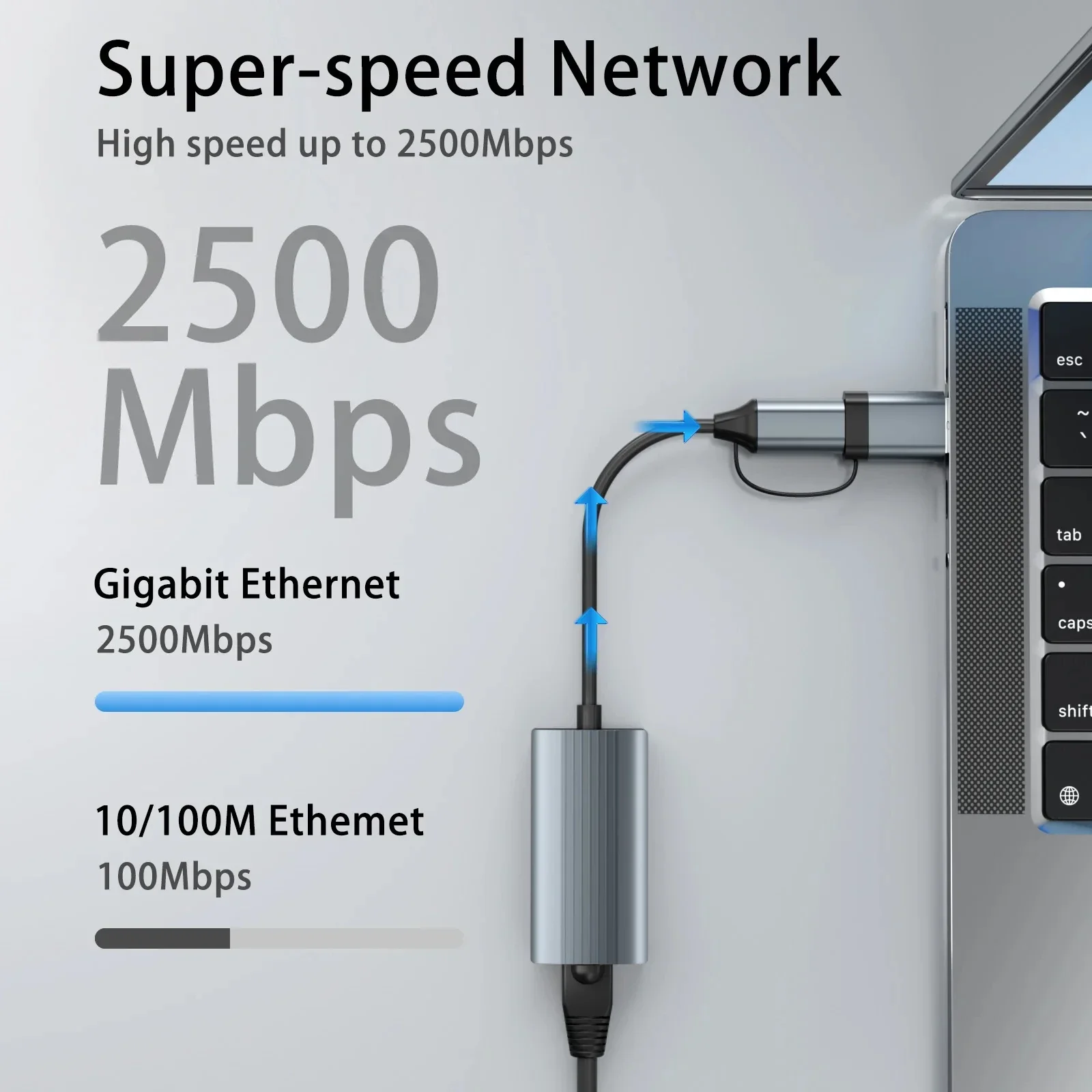 2500Mbps 2.5G Ethernet Adapter 2500Mbps USB 3.0 & Type C to Rj45 Network Card for Laptop PC NAS Server Windows Mac OS Internet - Image 4