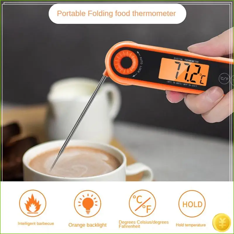 

Складной пищевой термометр, цифровой термометр с подсветкой, кухонный термометр для приготовления пищи, барбекю, бытовой водонепроницаемый термометр