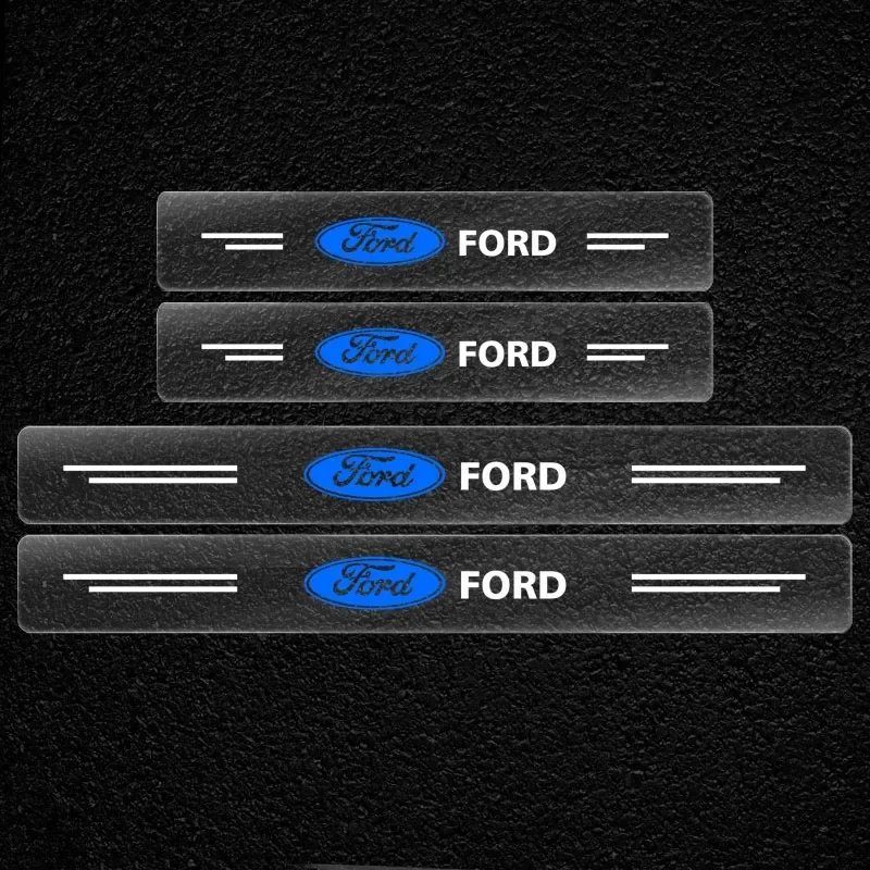 4Pcs Car Threshold Strip Transparent Sticker Decorative Badge For Ford Fiesta MK7 Mondeo MK4 ST Focus MK1 MK2 MK3 Focus 2 3 4