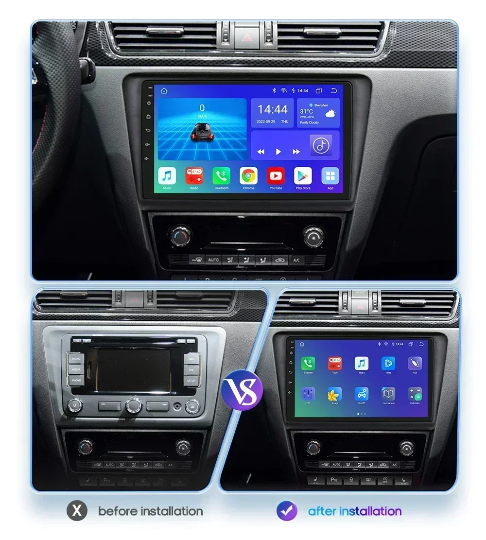 Radio samochodowe Android dla SKODA Rapid 2 Din Car Stereo Screen dla Seat Toledo 2013-2019 Odtwarzacz multimedialny Bezprzewodowy radioodtwarzacz