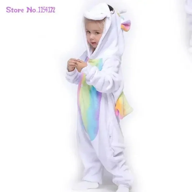 Licorne Onesie 잠옷 유니콘, 동물 만화 담요, 어린이 코스튬, 겨울 소년 소녀 점프슈트