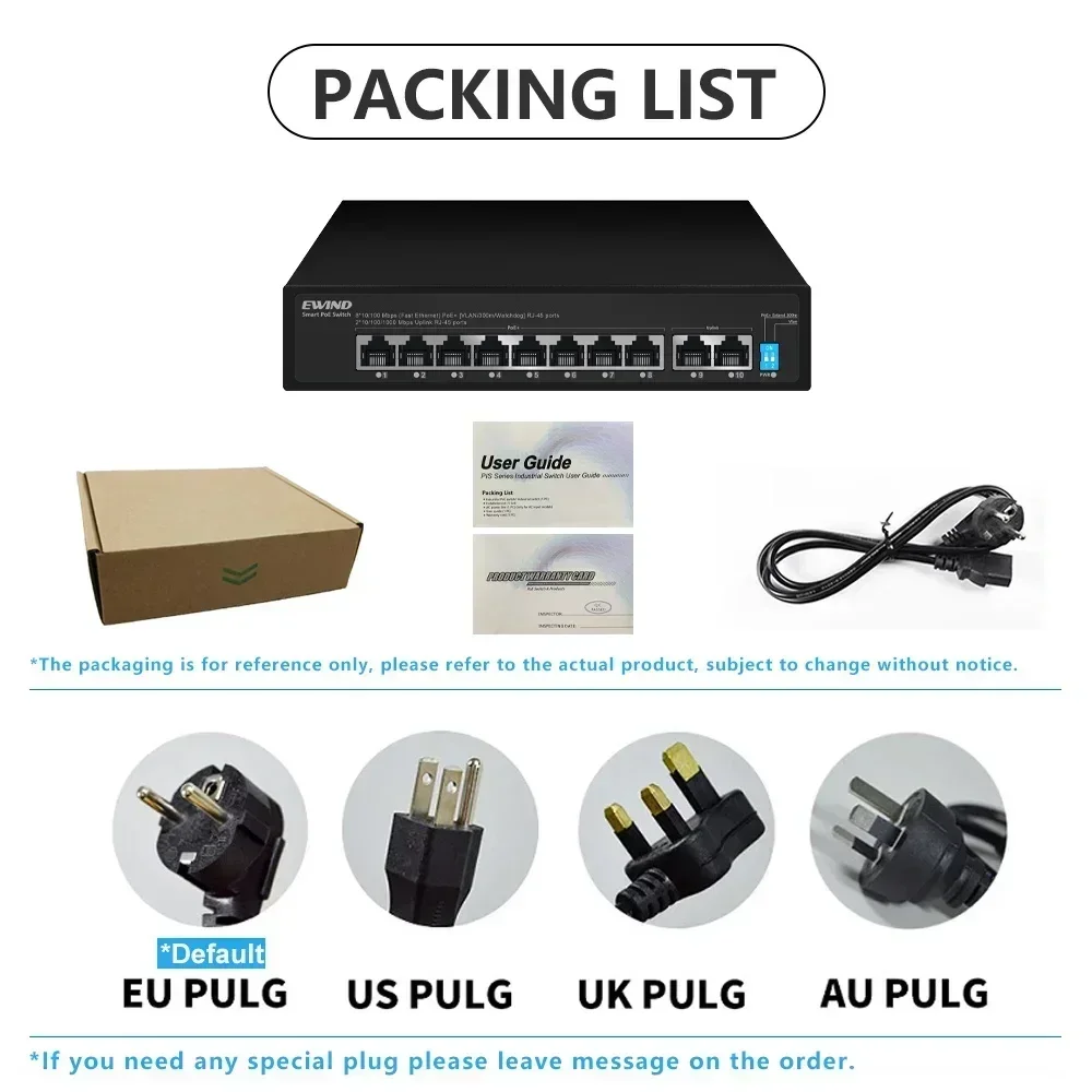 IP カメラ/ワイヤレス AP POE スイッチ 6/10 ポート 10/100M イーサネットスイッチ 2 10/100M RJ45 ポート AI スマートネットワークスイッチ