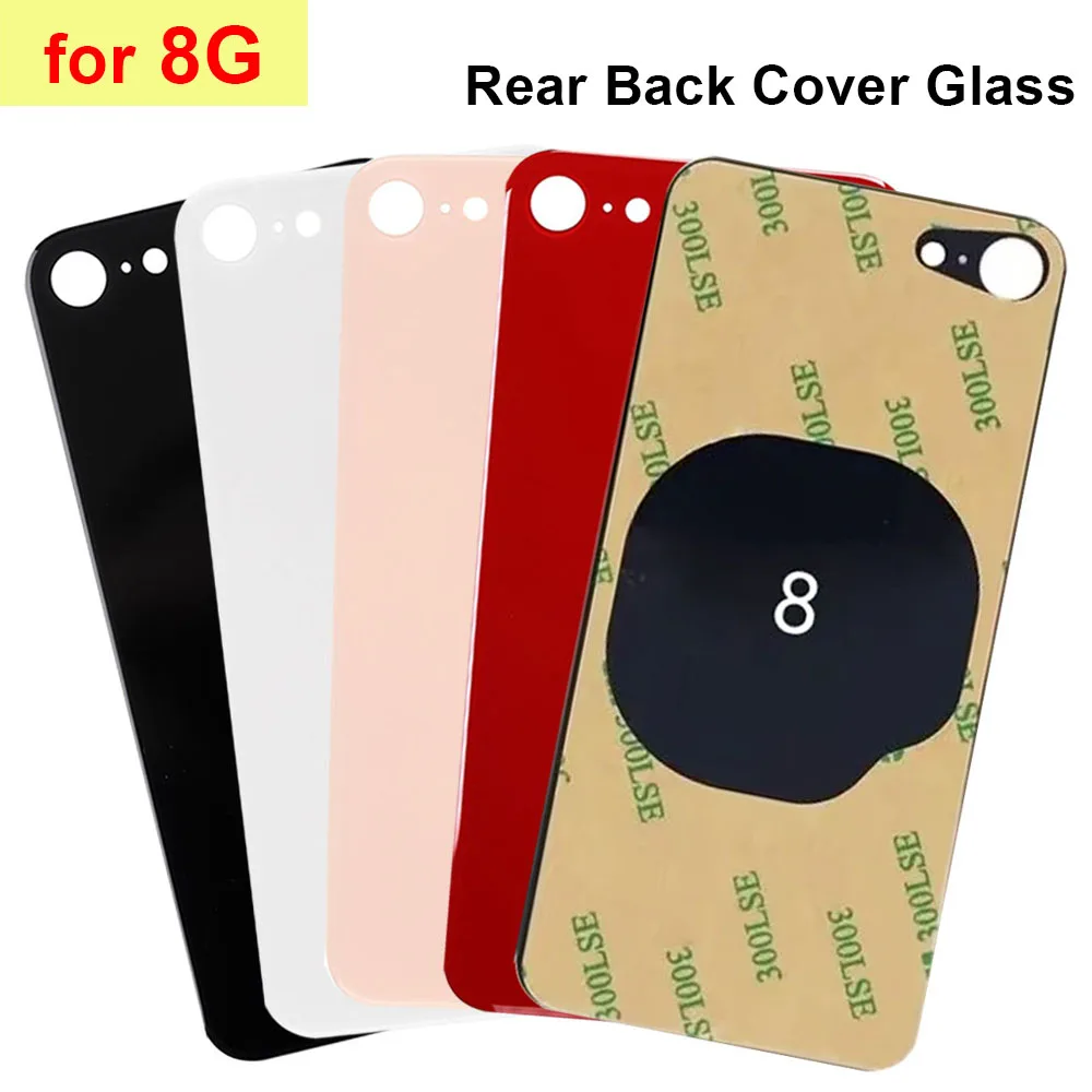 Verre arrière + colle 3M pour IPhone 8G-8 Plus, coque arrière en verre, boîtier de remplacement rapide, couvercle de batterie, verre arrière à grand trou