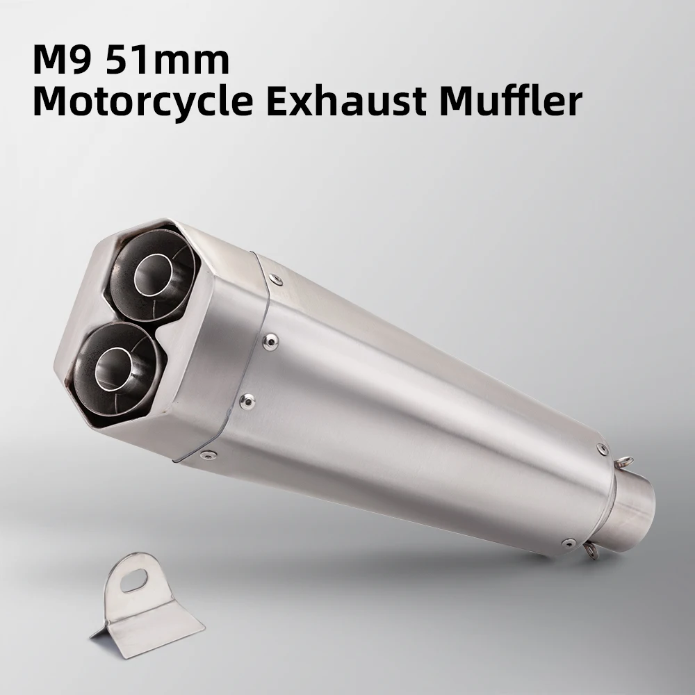 

Universal 51MM motorcycle exhaust tail section double hole Muffler for CBR650 R6 Z400 R3 z400 Triumph765 MT07 DUKE390 mt09 Z900