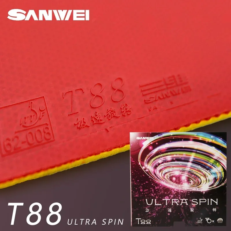 Original SANWEI T88 Ultra Spin Table Tennis Rubber Semi-sticky Control Loop Ping Pong Rubber with High Elasticity Sponge