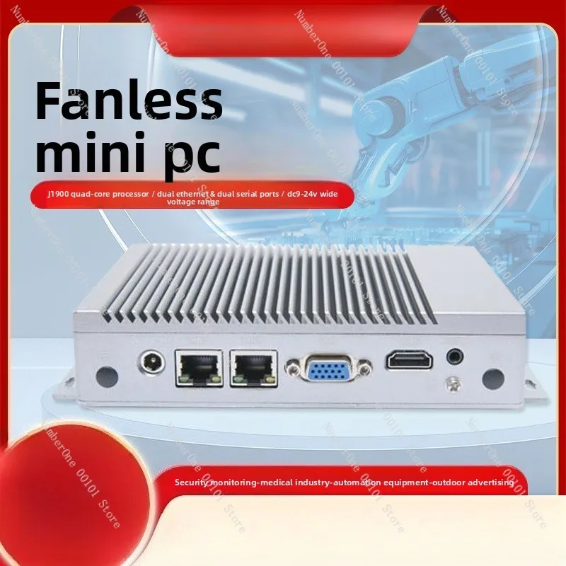 Embedded Fanless Industrial Micro Dual Network Dual String RS232/485 BOX Server Mini Computer Host