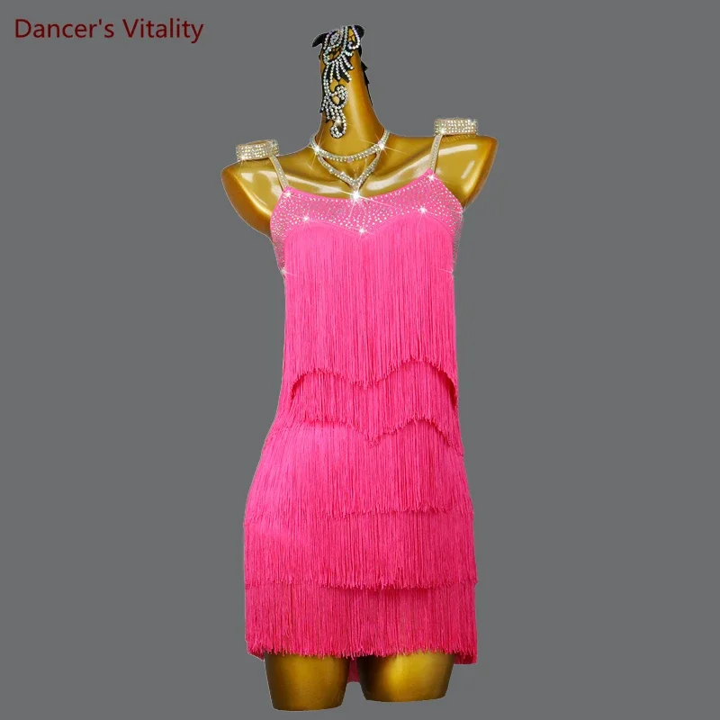 

Latin Dance Tassel Dress Adult Dance Platform Flower Skirt Art Examination Competition Performance Dress Cusomzied Dance Outfit