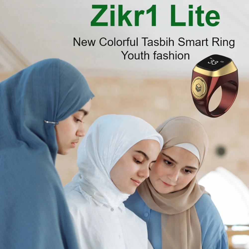 Iqibla Smart Tasbih Tally Counter for Muslims Zikr Ring Digital Tasbeeh 5 Prayer Time Vibration Reminder Smart Praise Ring