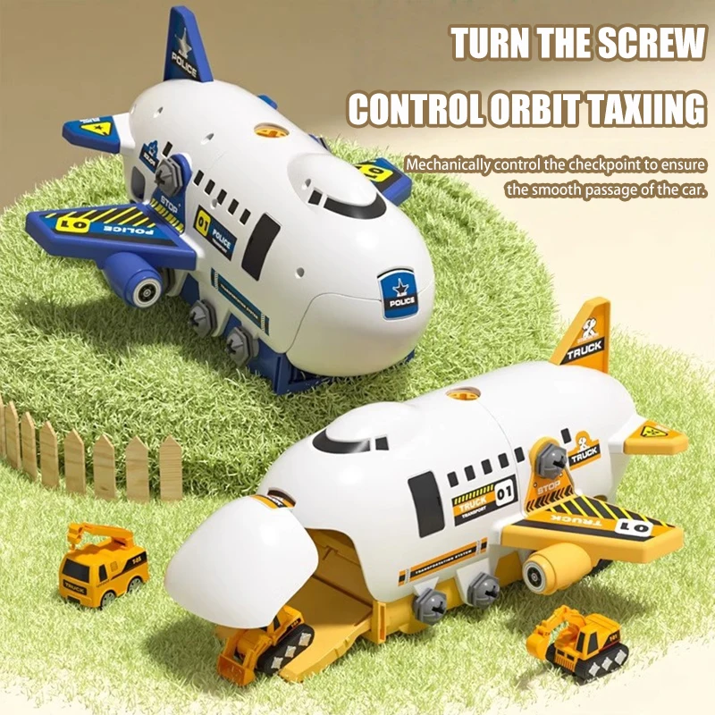 ของเล่นเครื่องบินแปลงร่างสำหรับเด็ก ชุดรางเลื่อนประกอบเอง สร้างสรรค์ พร้อมระบบปล่อยแบบกด ของเล่นโมเดลเครื่องบินและรถรางเลื่อน ของขวัญวันเกิดสำหรับเด็กผู้ชาย