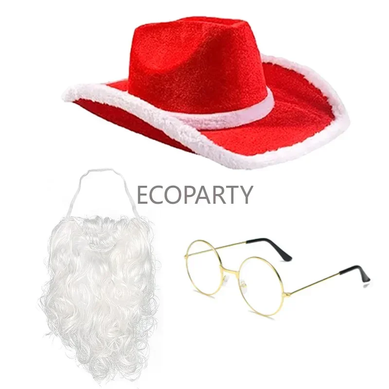 2024 NEUE Santa Kostüm Set Bart Weihnachten Santa Kostüm Zubehör für Männer Frauen Cosplay Party fantasia masculina adulta Santa hut