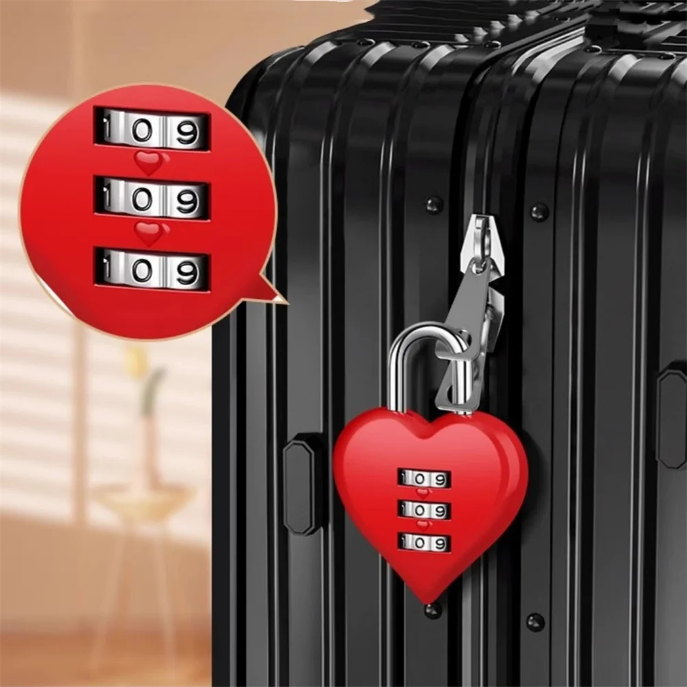 Aluminum Alloy 3 Digit Combination Password Luggage Code Lock Couple Love Lock Mini Suitcase Lock for Travel Accessories