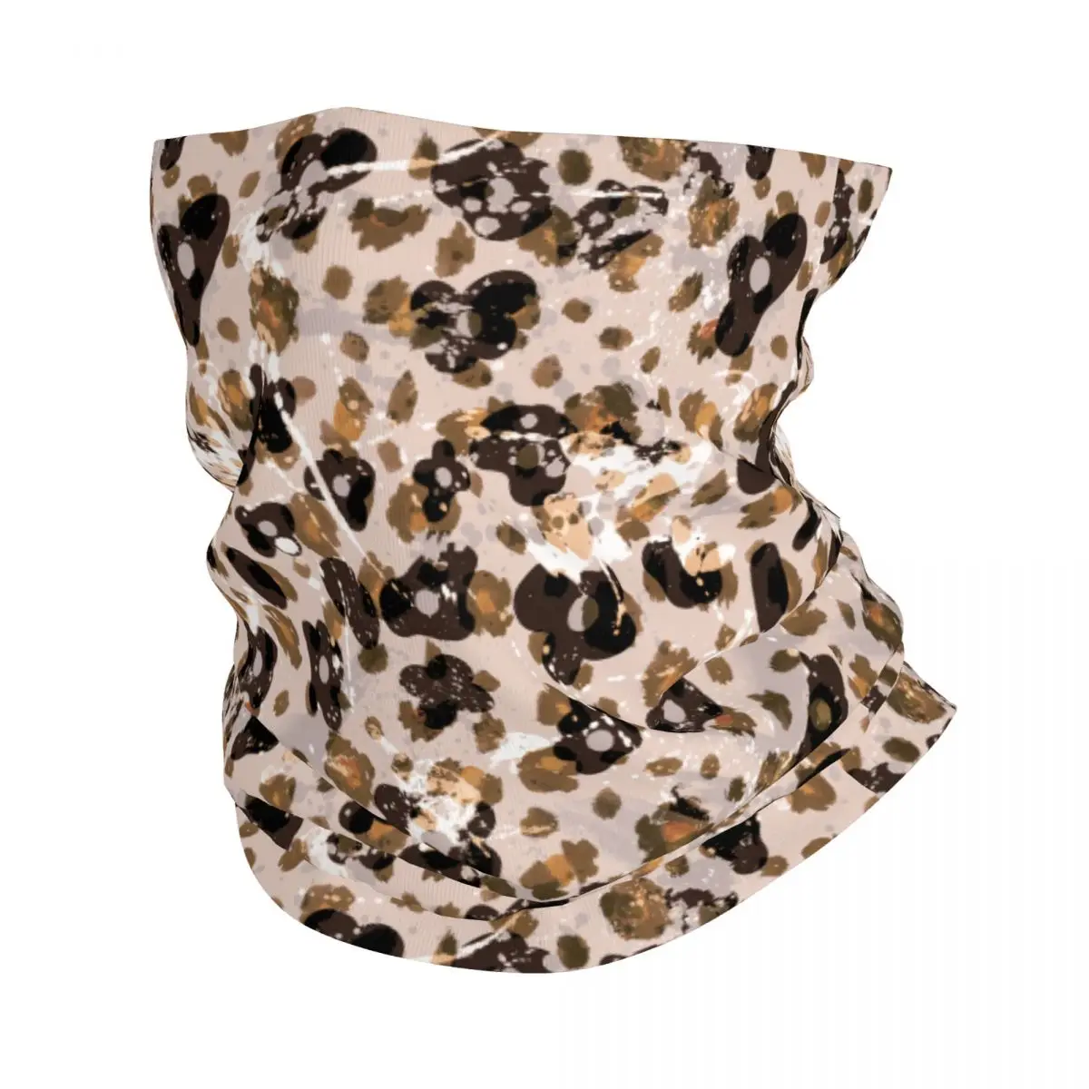 Flowers And Leopard Thin Wrap Scarf Bandana Neon Splatter Neck Gaiter Face Cover Headband