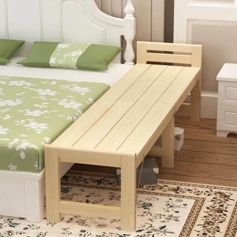 Folding Wooden Children's Bed Solid Splicing Bed Widened King Bed for Naps Small Single Beds for Bedroom Portable Toddler Nap