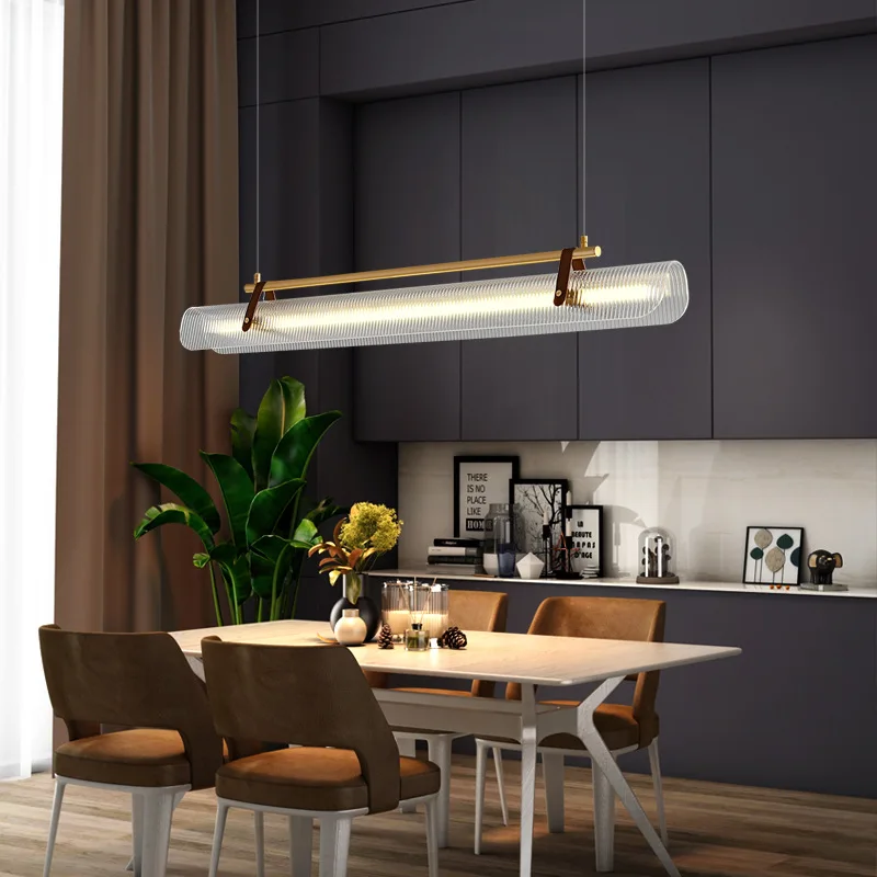 Nordic long LED Pendant Lights Minimalist Living Room Center Table Restaurant Kitchen Chandelier Home Decor Hanging Lamp Fixture
