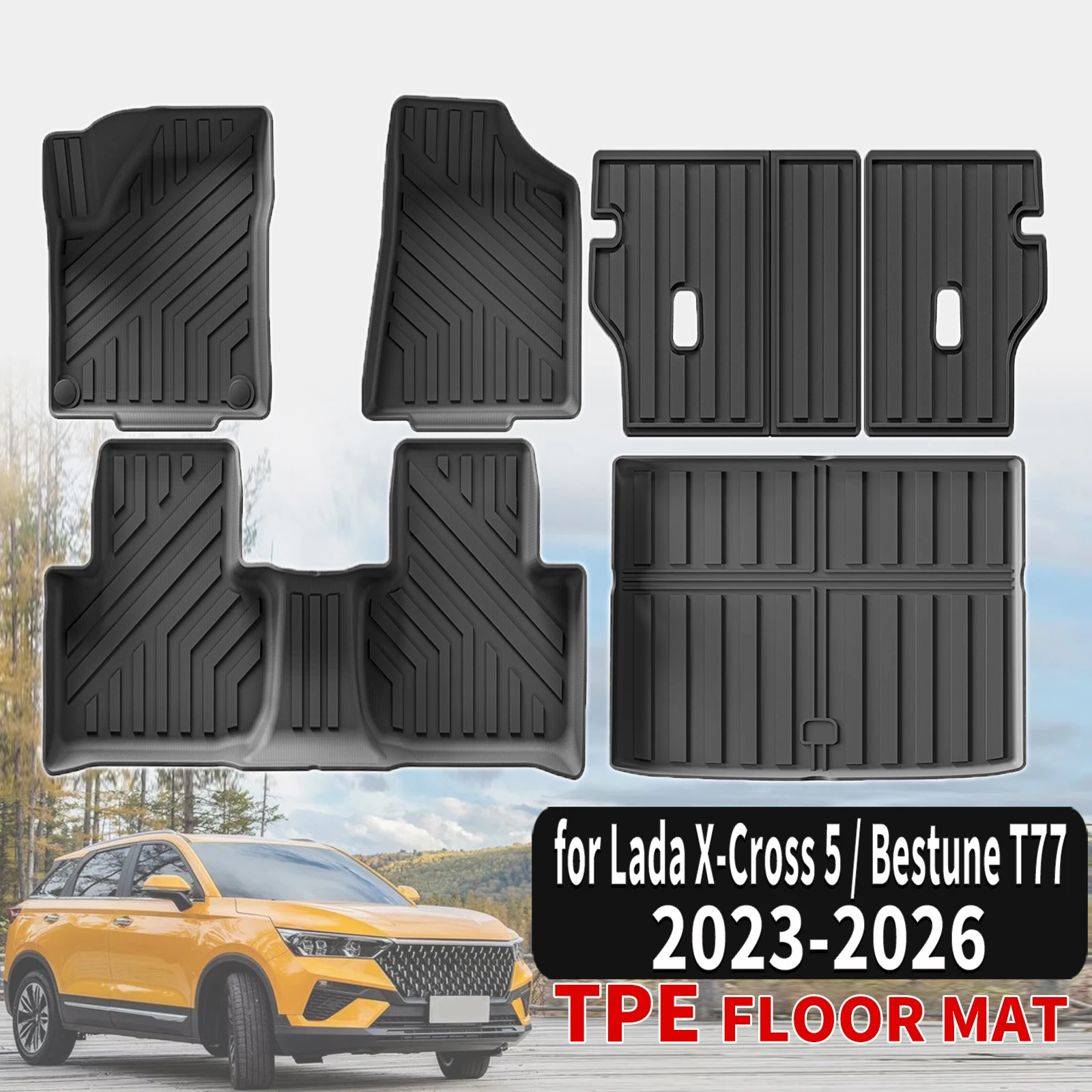 

for Lada X-Cross 5 / Bestune T77 2023 2024 2025 2026 Custom TPE All-Weather Floor Mats Accessories