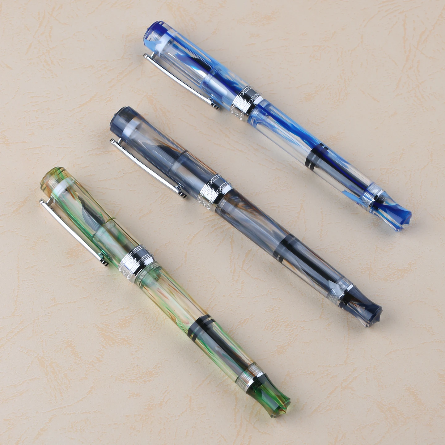 Penbbs 470 Resin Piston Fountain Blade/Round F Nib Demonstration Pen Acrylic Design Transparent Calligraphy Student New Version