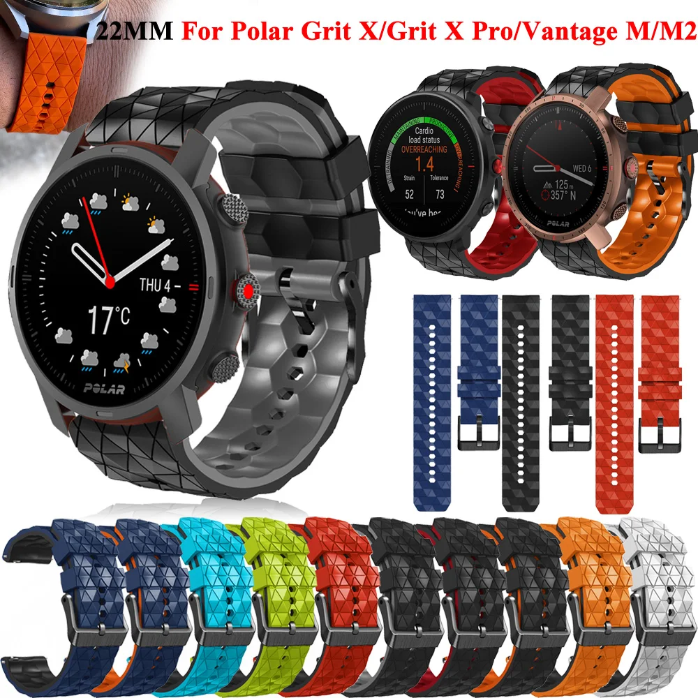 Ремешок силиконовый для часов Polar Grit X/Pro Band Vantage M/M2, спортивный сменный Браслет для наручных часов, 22 мм, 46 мм