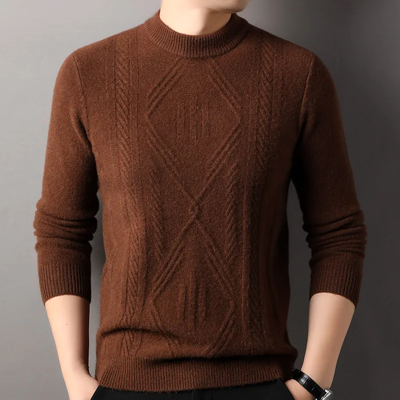 

Men's Sweater O-Neck Long Sleeves Knitted Wool Sweaters Pullovers Specially Retro Argyle Designed Pattern Pullover Tops