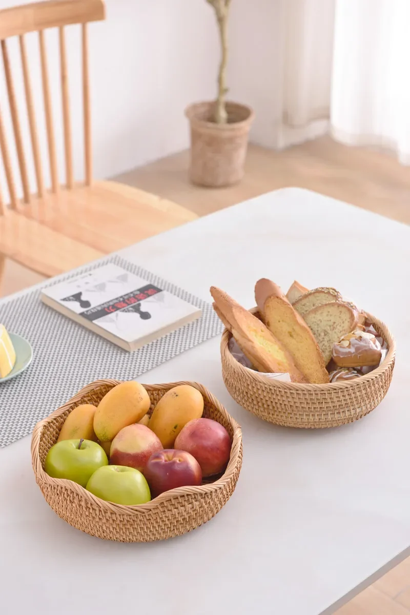 

Vietnamese rattan fruit basket living room Chinese fruit plate snacks candy storage basket hotel bread steamed bread