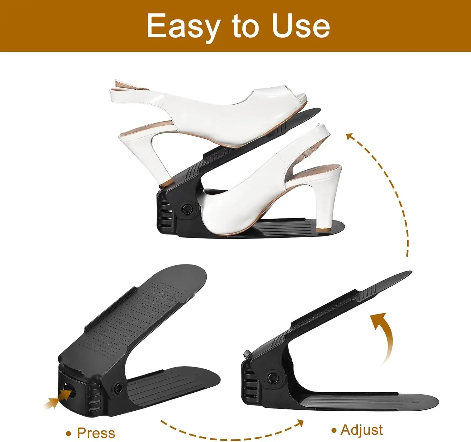 5Pcs Shoe Slots Organizer Adjustable Double Layer Space Saving Shoe Rack Organizer For Flat Bottomed High Heel Storage Shoe Rack