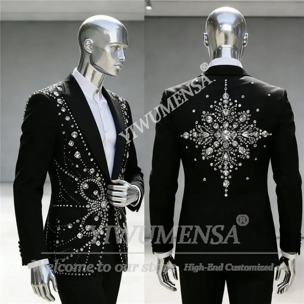 

Уникальный дизайн, ювелирные изделия, костюмы из бисера, мужские приталенные однобортные пиджаки, брюки, комплект из 2 предметов, смокинги для жениха, банкета, свадьбы, Ropa Hombre