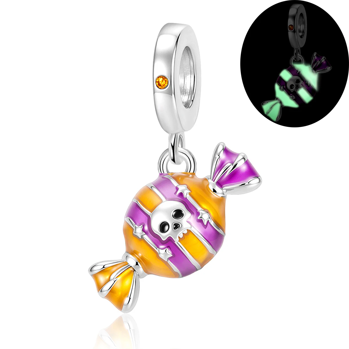 Pan Charms Glow In Dark Skull Ghost Halloween Pendant Beads Fit Original Bracelet Jewelry DIY Spooky Gothic Gift for Women Her