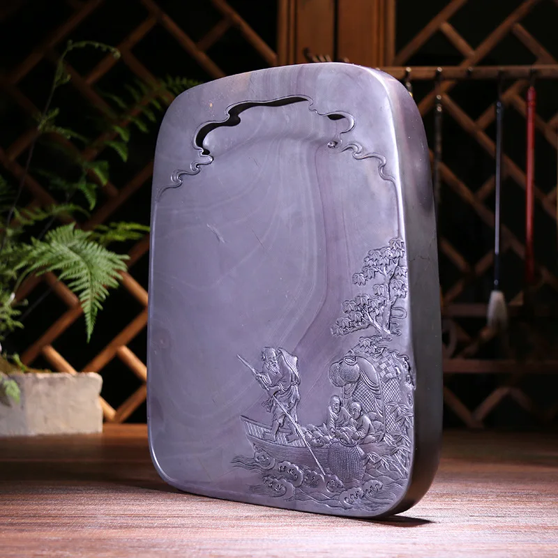 Ornament with a full load, Guangdong Zhaoqing natural rough stone Songkeng study four treasures inkstone